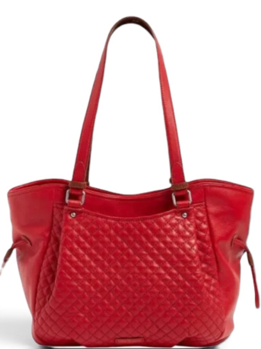 Vera Bradley Leather Glenna Carryall Satchel Red Quilted Leather